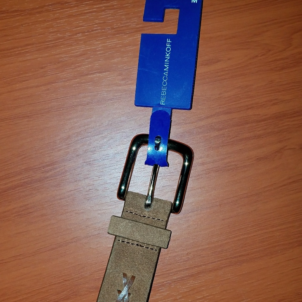 New Rebecca Minkoff Suede/ Leather Braid trim Belt